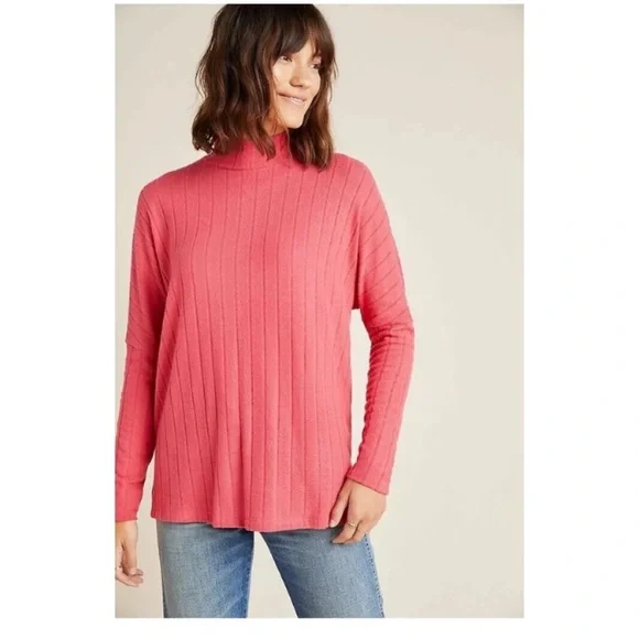 Anthropologie Eri + Ali tunic Fiona Hacci pullover ribbed mock neck - Picture 2 of 8